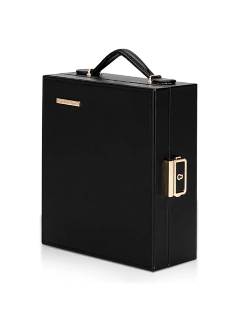 Black Travel Jewelry Box Organizer Lock Necklace Ring Earring Storage Case